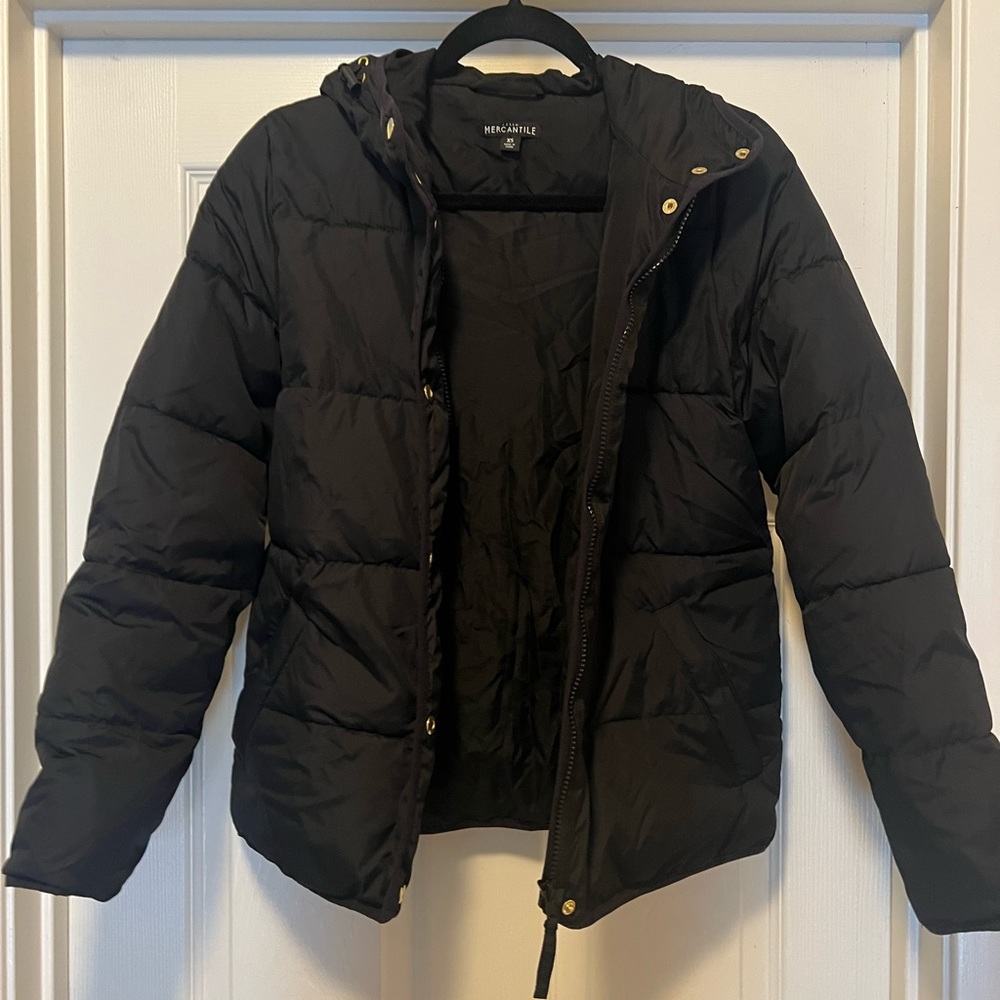 J Crew Mercantile puffer hooded rain jacket